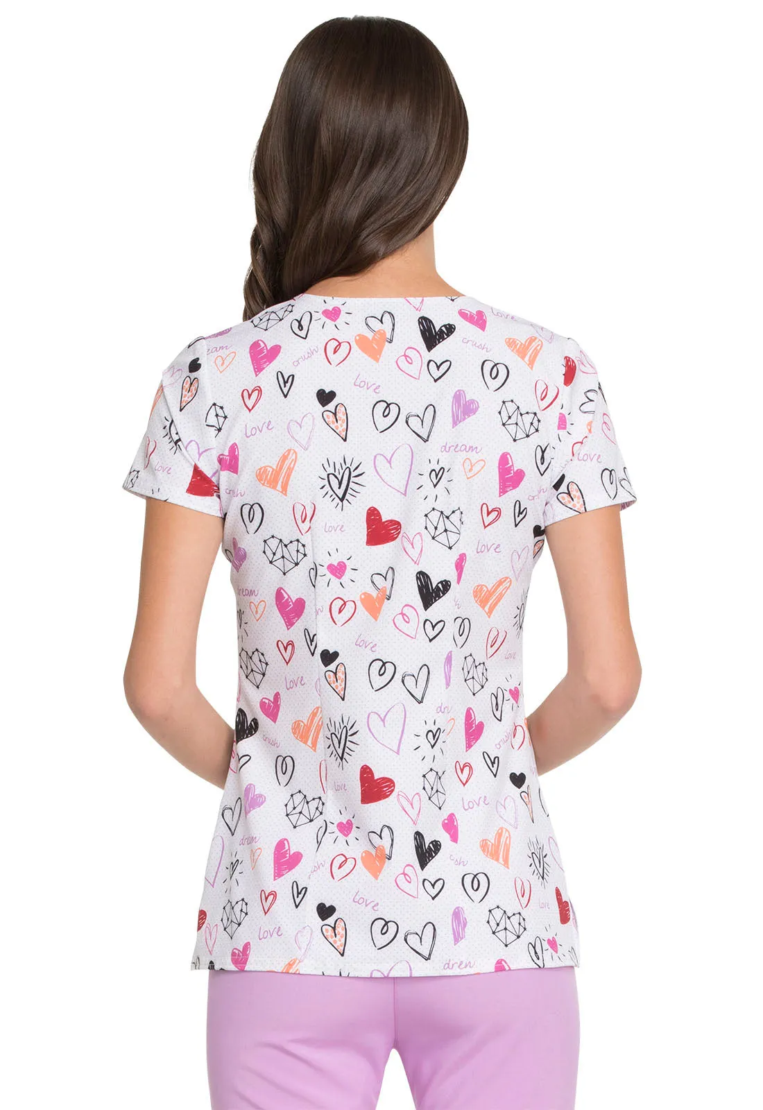 Heartsoul Print V-Neck Top in Dreamy Doodles