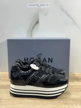 Hogan H283 Sneaker Donna Maxi Zeppa Pelle Nera Luxury Casual Hogan Wom