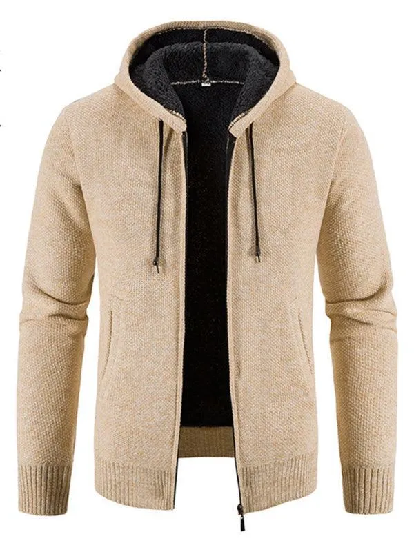 Hooded Zipper Men Cardigan Sweater