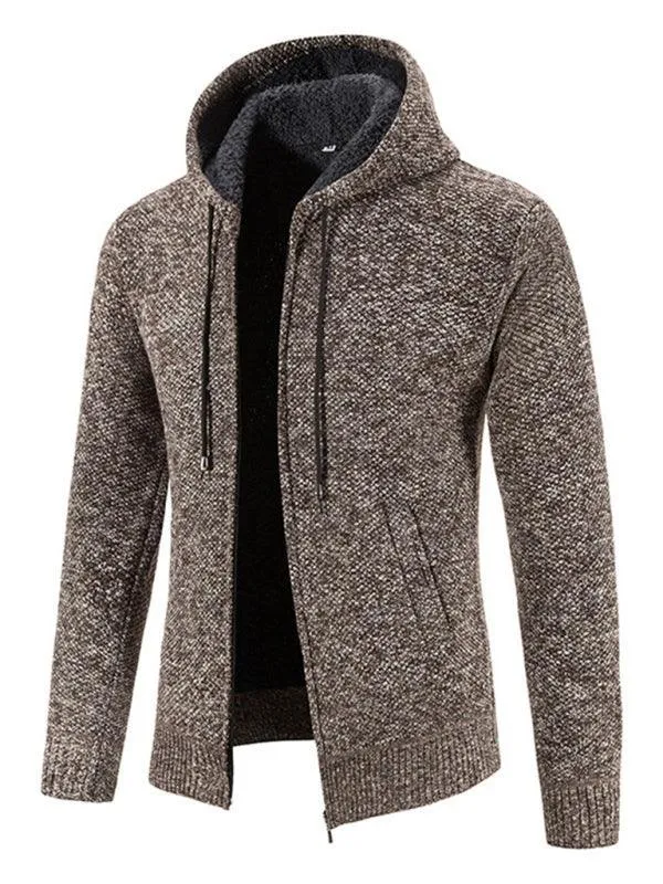 Hooded Zipper Men Cardigan Sweater