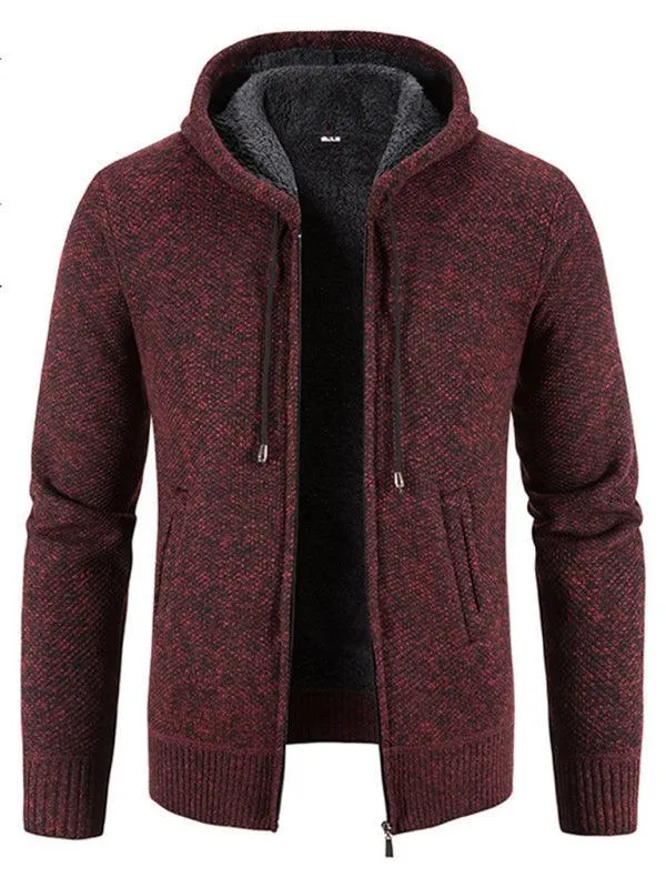 Hooded Zipper Men Cardigan Sweater