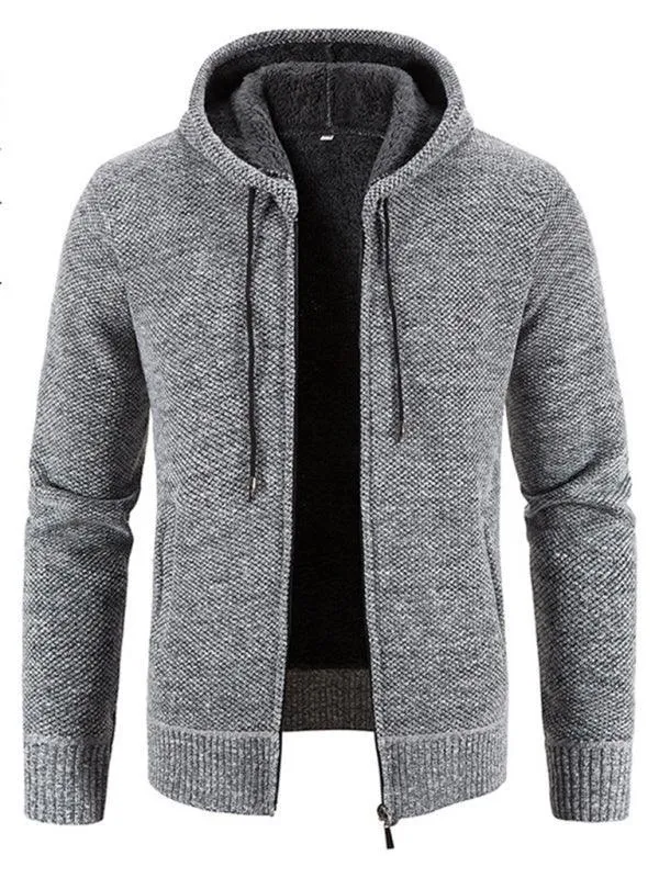 Hooded Zipper Men Cardigan Sweater