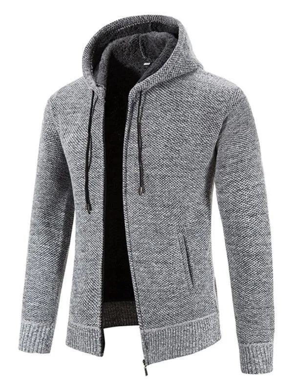 Hooded Zipper Men Cardigan Sweater