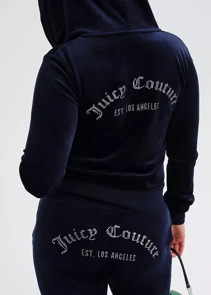 Juicy Couture Arched Diamante Robertson Hoodie - Night Sky