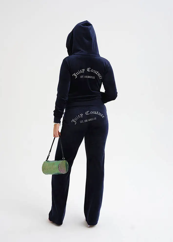 Juicy Couture Arched Diamante Robertson Hoodie - Night Sky