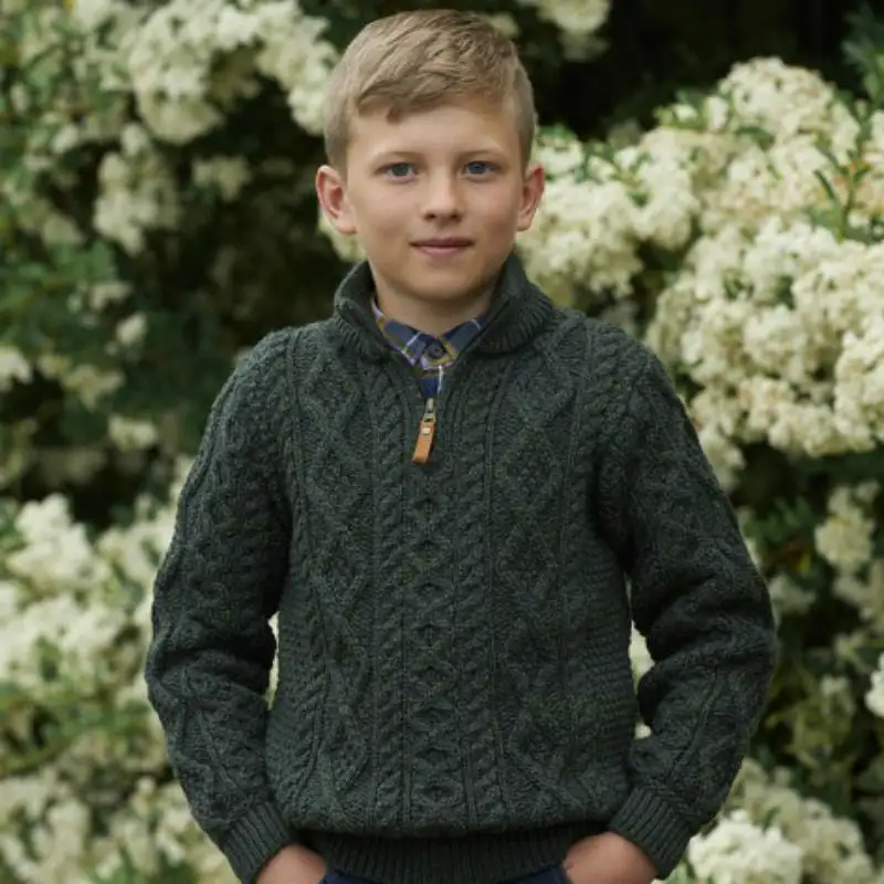 Kid's Quarter-Zip Aran Sweater