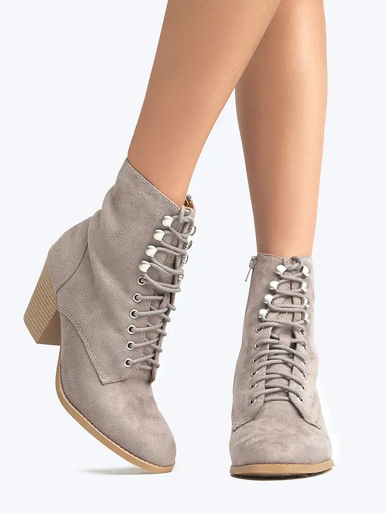 Lace Up Heeled Bootie