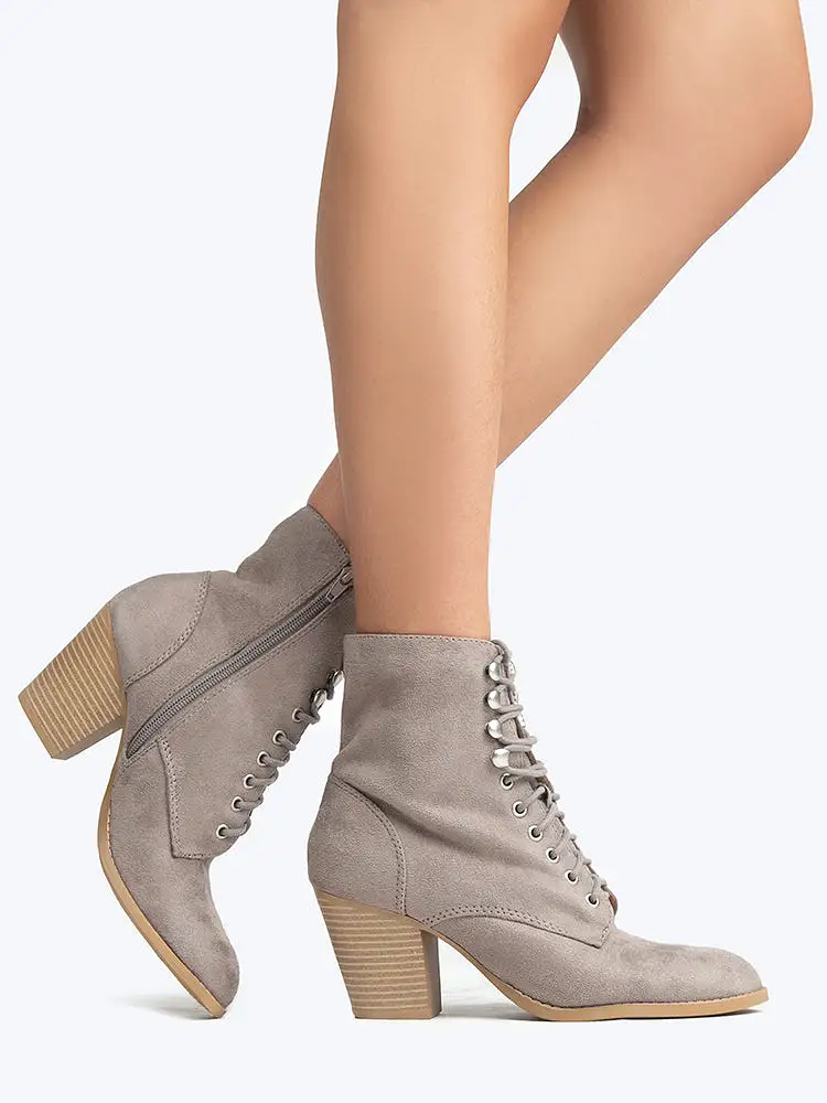 Lace Up Heeled Bootie