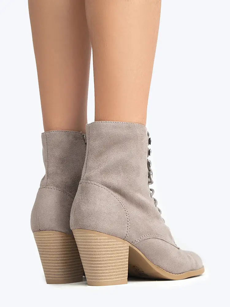 Lace Up Heeled Bootie