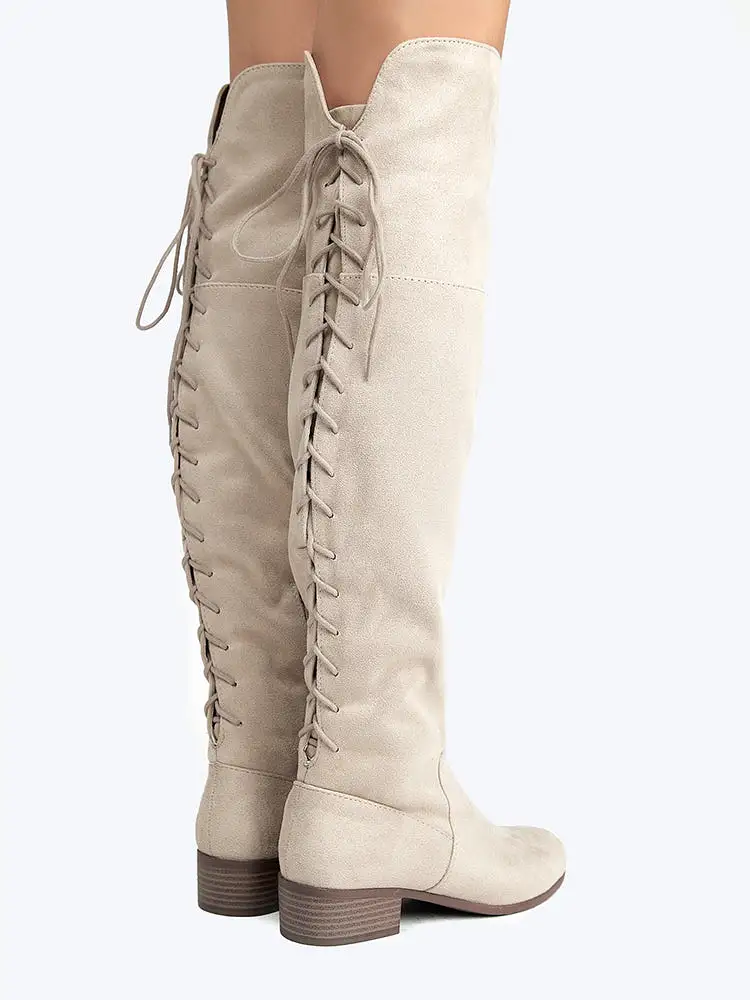 Lace Up Thigh High Boot