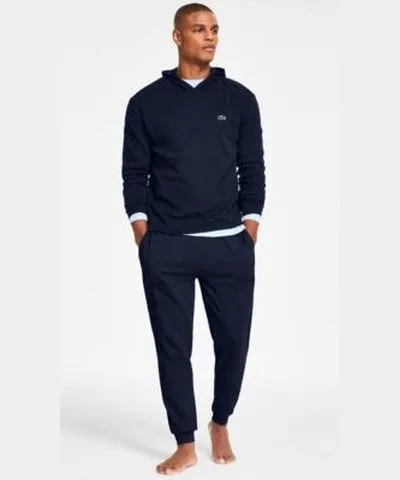 Lacoste Mens Thermal Sleep Waffle Hoodie Straight Fit Knit Joggers Large Croc Thermal Sleep Shirt