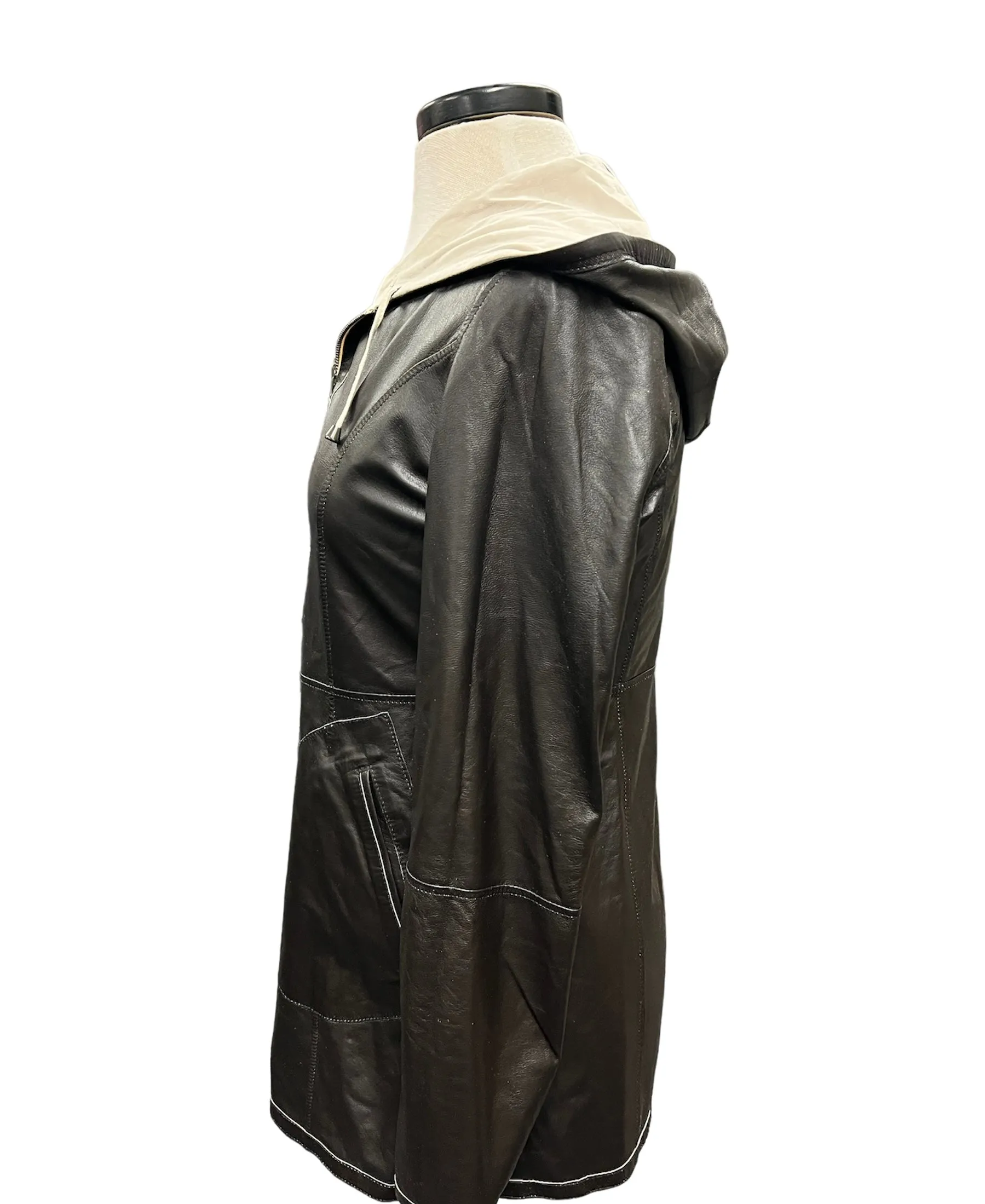 Leather Reversible Waterproof Hooded Jacket