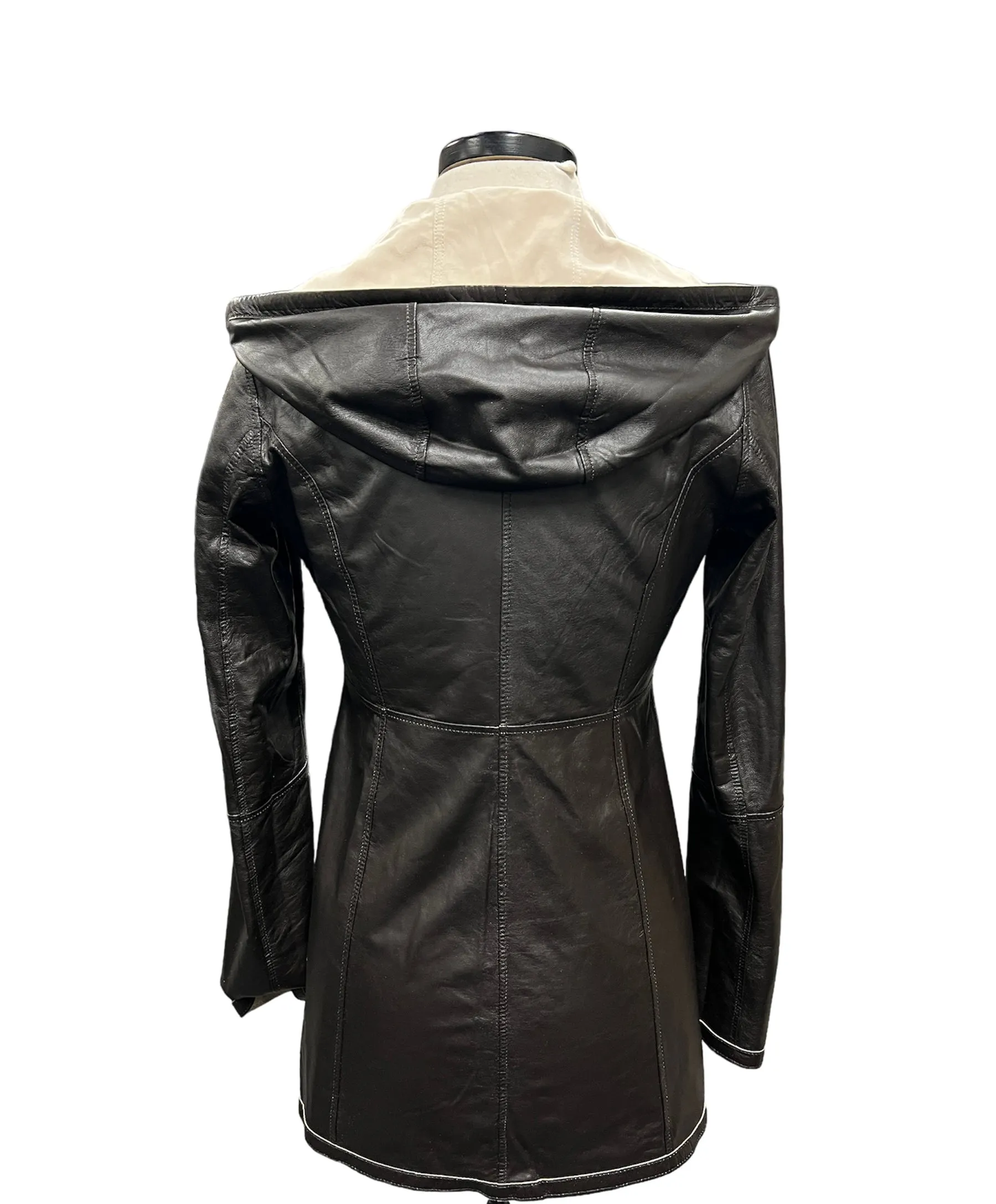 Leather Reversible Waterproof Hooded Jacket