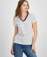 Macy's Tommy Hilfiger Women's Dot-Print Signature V-Neck Top