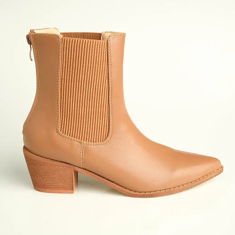 Madison Bekki Back Zip Block Heel Boot - Taupe