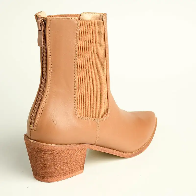 Madison Bekki Back Zip Block Heel Boot - Taupe