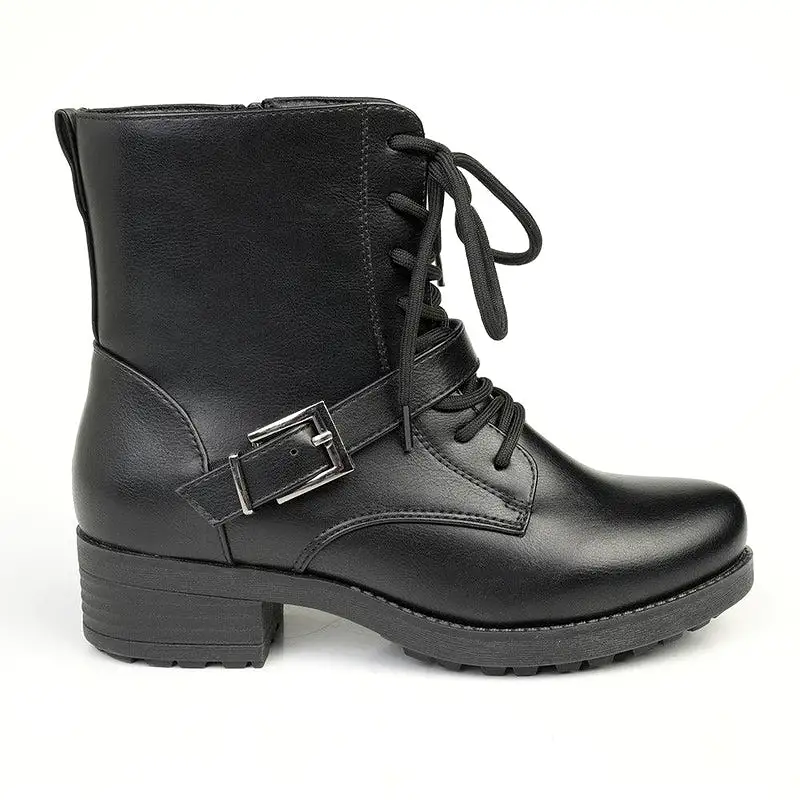 Madison Bex Combat Ankle Boots - Black