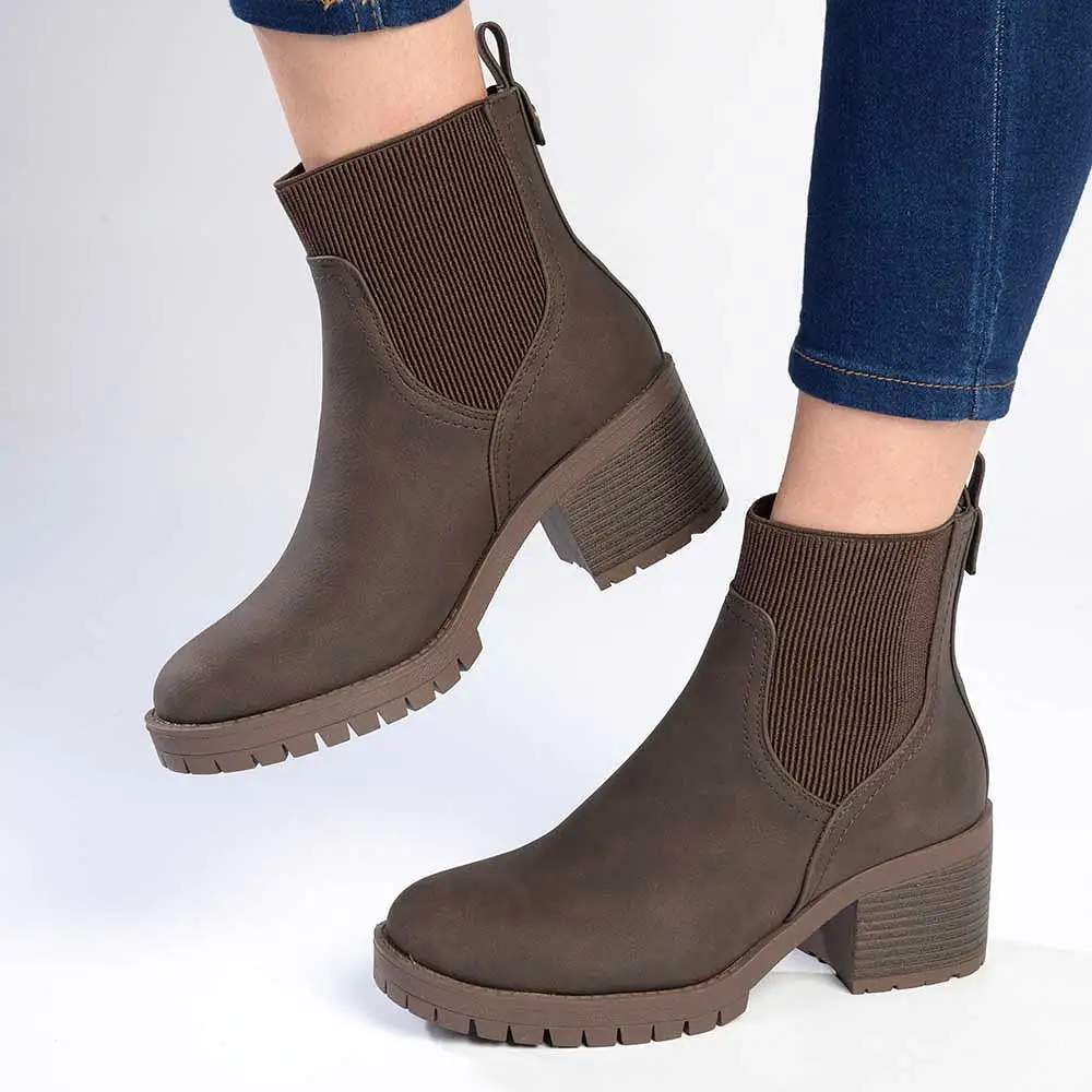 Madison Ella Chunky Ankle Boot - Chocolate