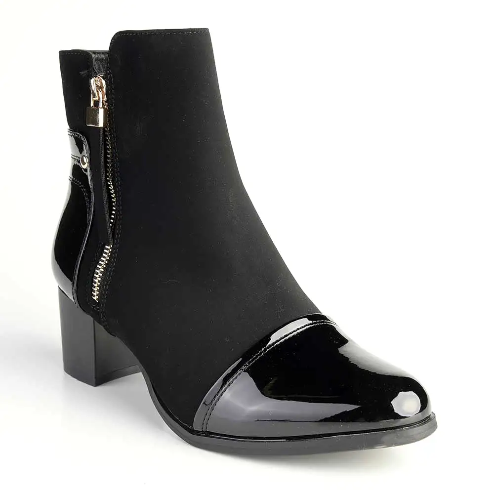 Madison Fabiola Patent Toe Ankle Boot - Black