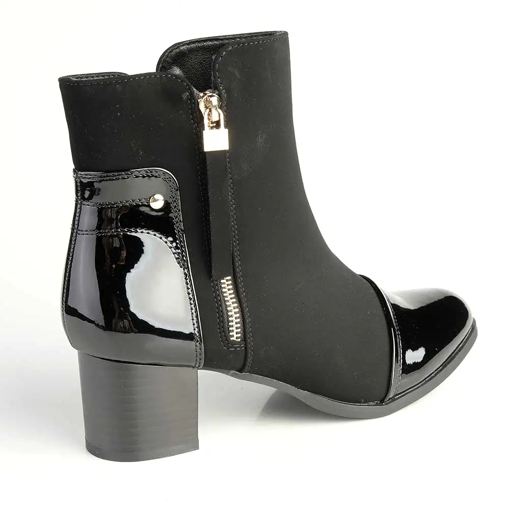 Madison Fabiola Patent Toe Ankle Boot - Black