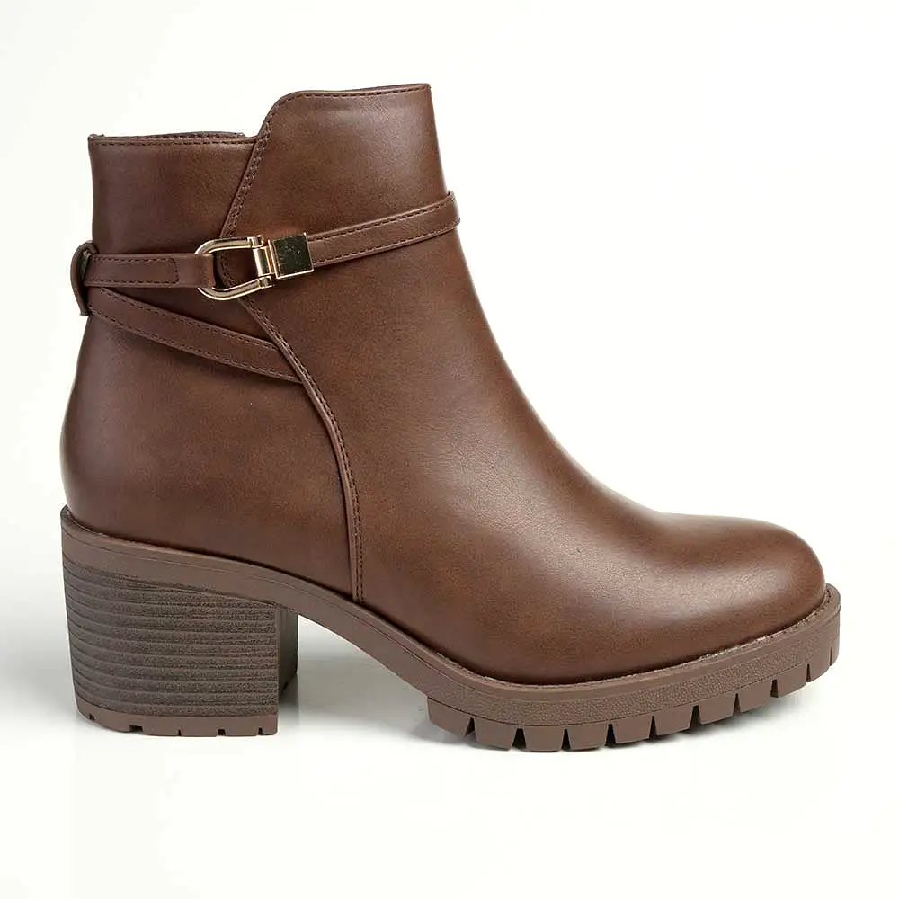 Madison Farah Gusset Side Strap Ankle Boot - Brown