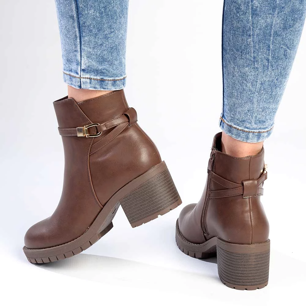 Madison Farah Gusset Side Strap Ankle Boot - Brown