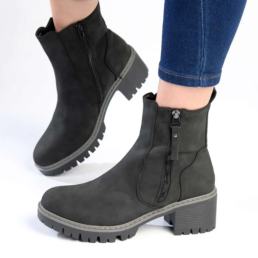 Madison Florence Suede Side Zip Boot - Black