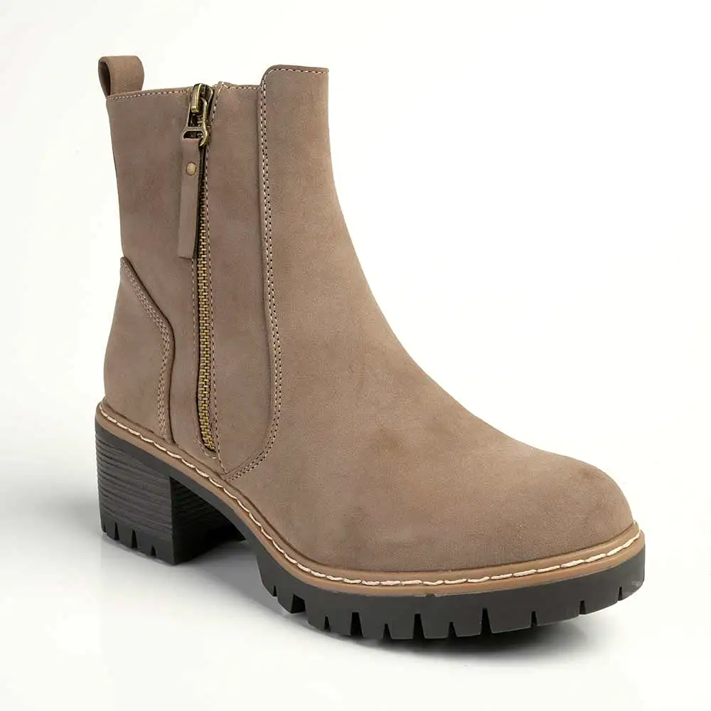 Madison Florence Suede Side Zip Boot - Taupe