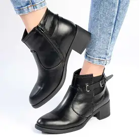 Madison Gusset Fawn Strappy Ankle Boot - Black