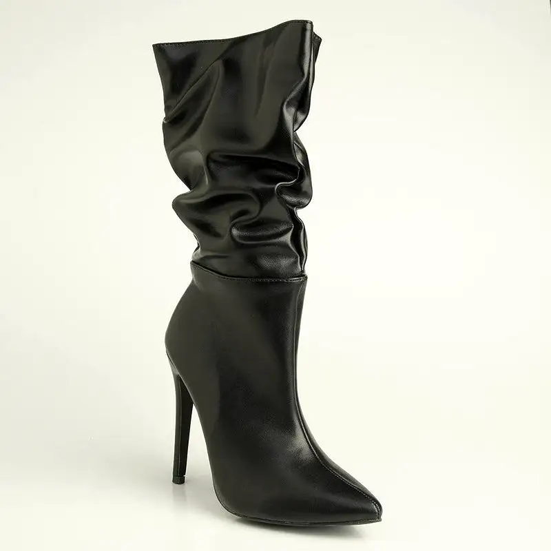 Madison Kessa Rouched Stiletto Boot - Black