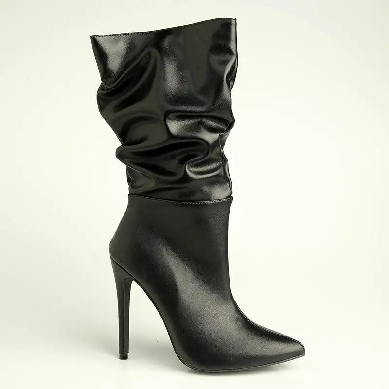 Madison Kessa Rouched Stiletto Boot - Black