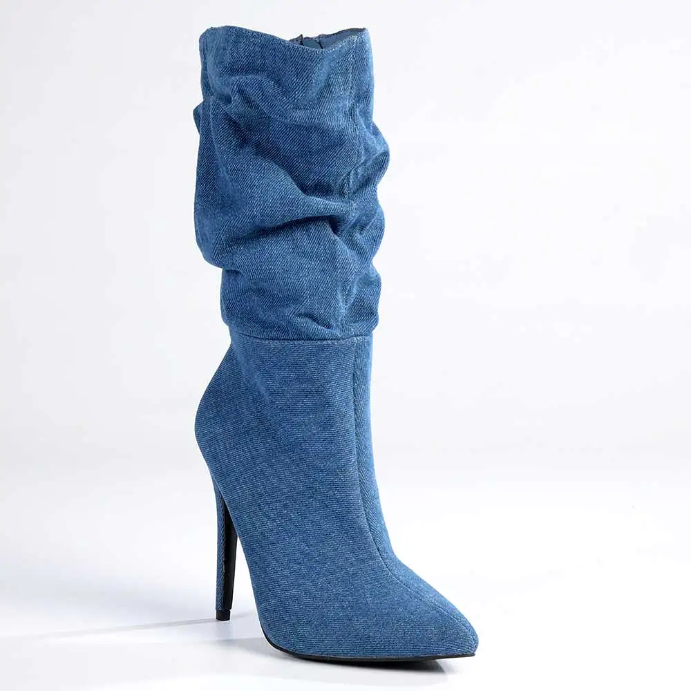 Madison Kessa Rouched Stiletto Boot - Blue