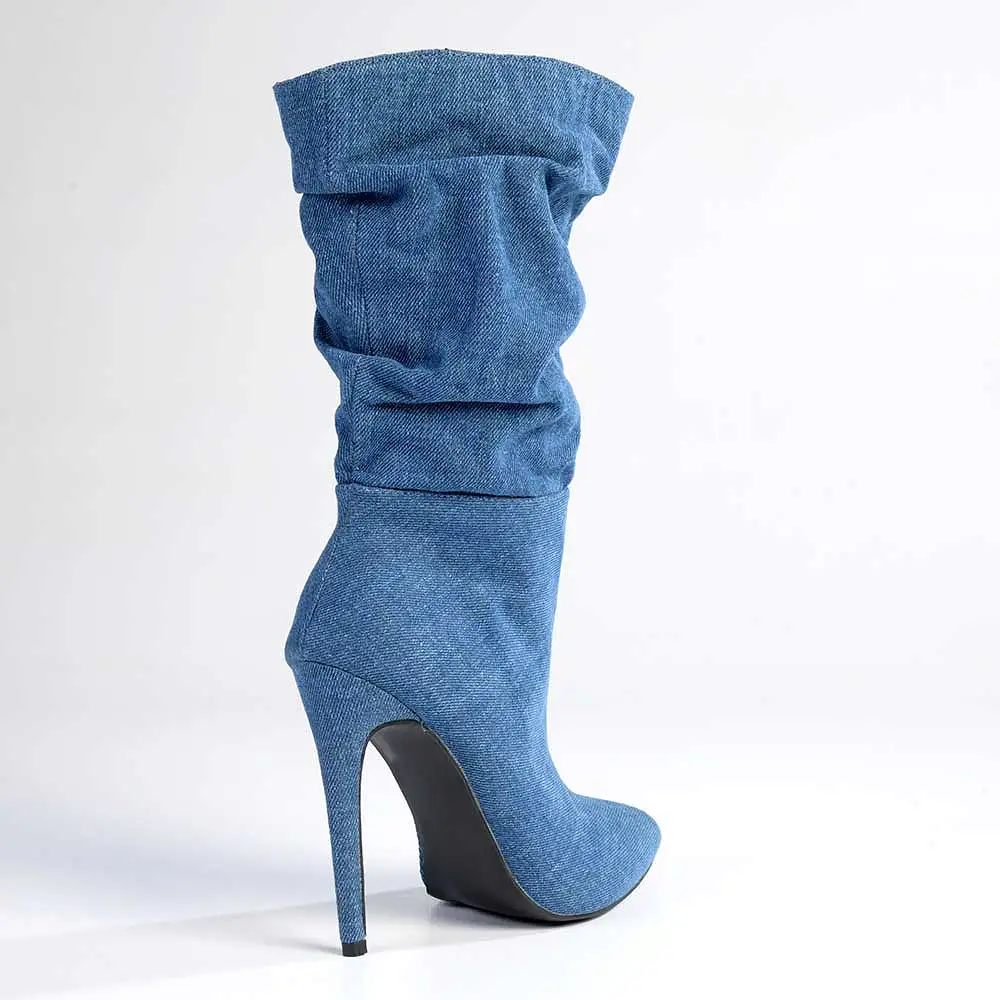 Madison Kessa Rouched Stiletto Boot - Blue