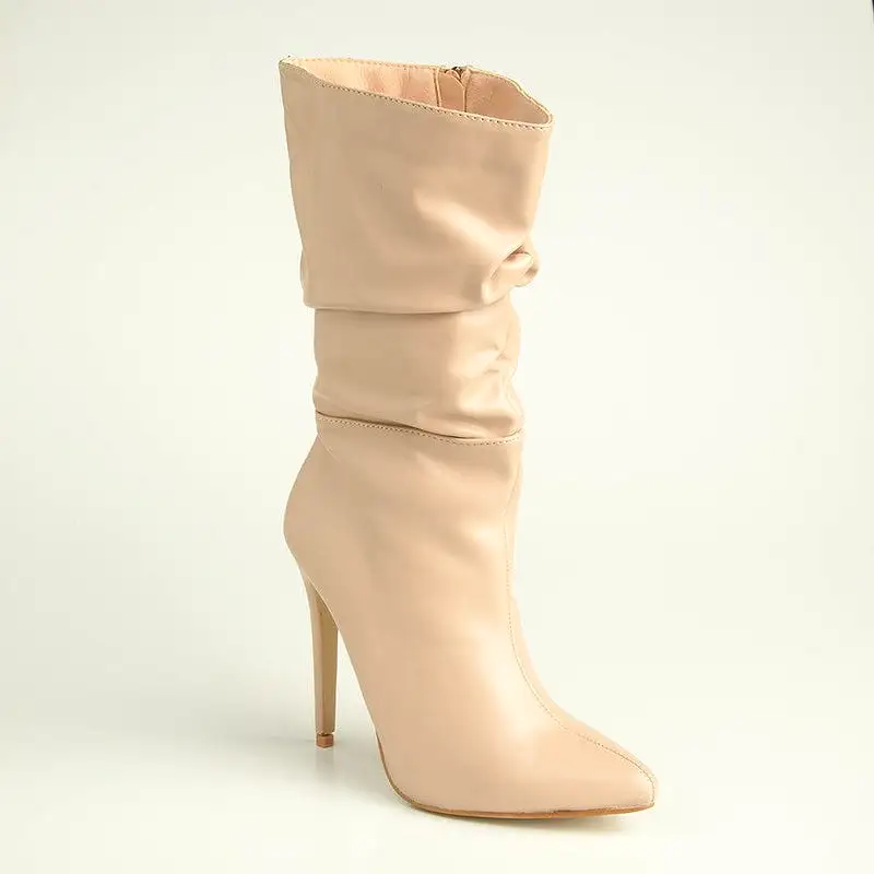 Madison Kessa Rouched Stiletto Boot - Nude