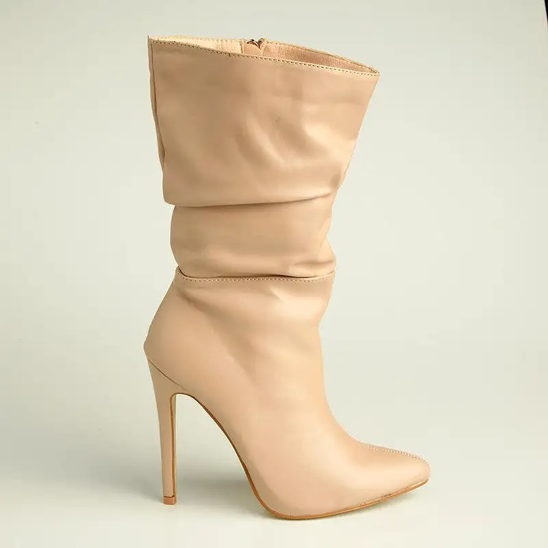 Madison Kessa Rouched Stiletto Boot - Nude