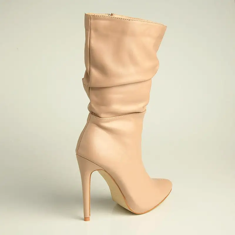 Madison Kessa Rouched Stiletto Boot - Nude