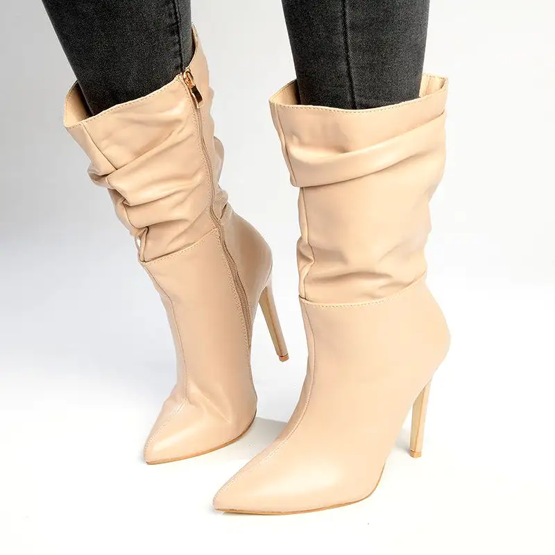 Madison Kessa Rouched Stiletto Boot - Nude