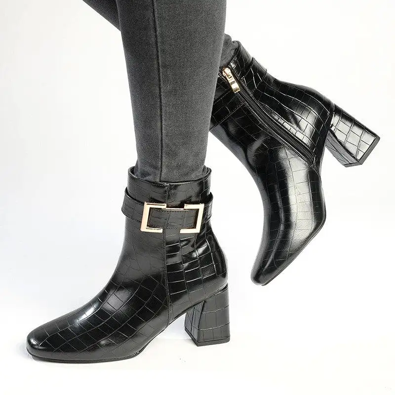 Madison Shan Block Heel Ankle Boot - Black