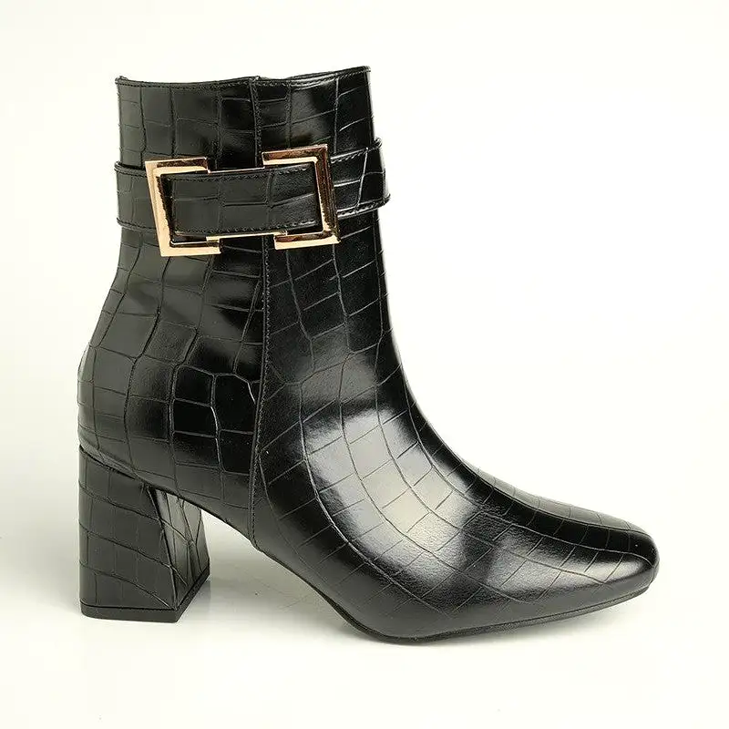 Madison Shan Block Heel Ankle Boot - Black