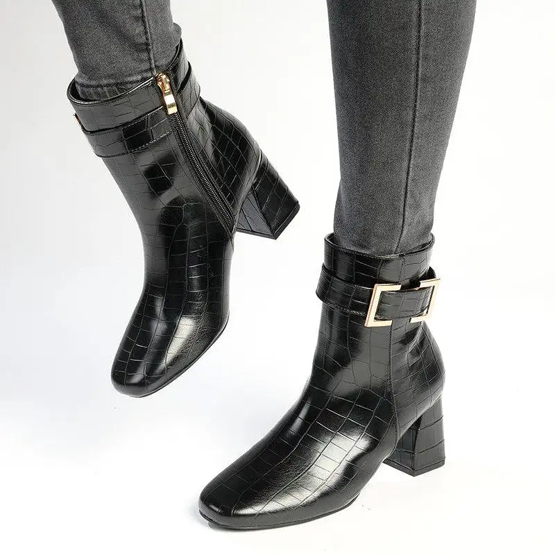 Madison Shan Block Heel Ankle Boot - Black