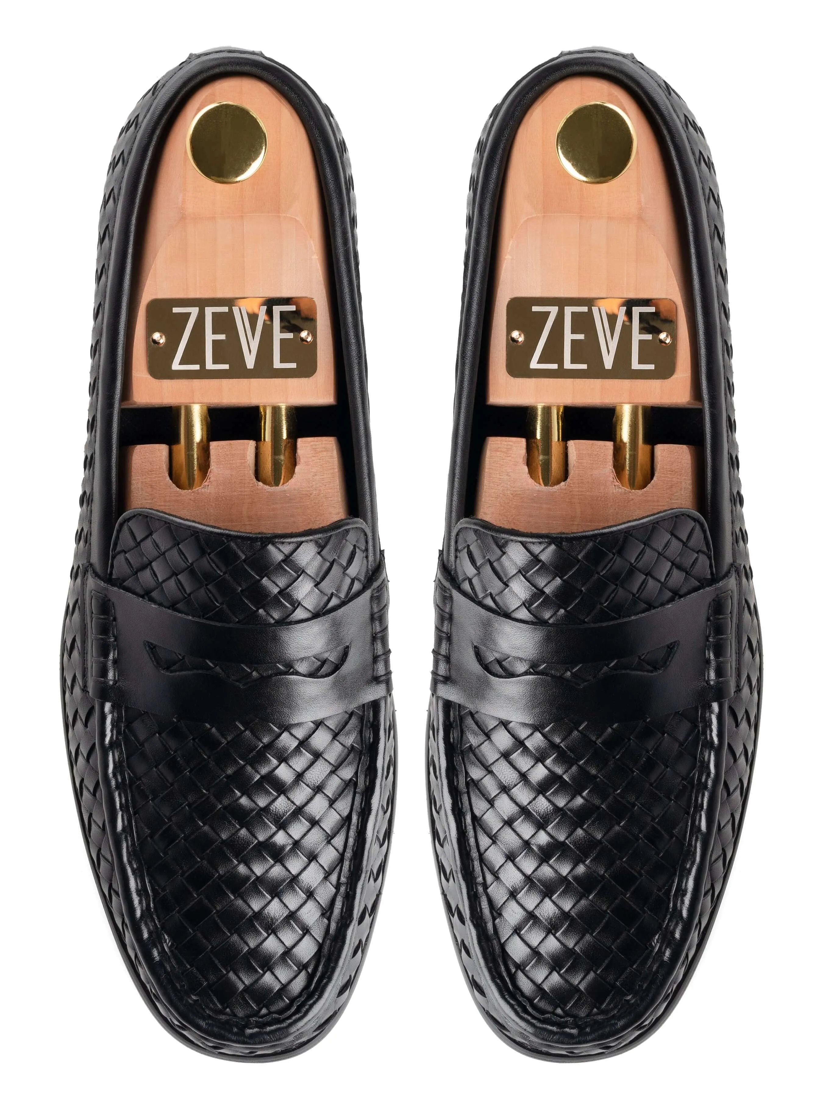 Marco Penny Loafer - Black Woven Leather