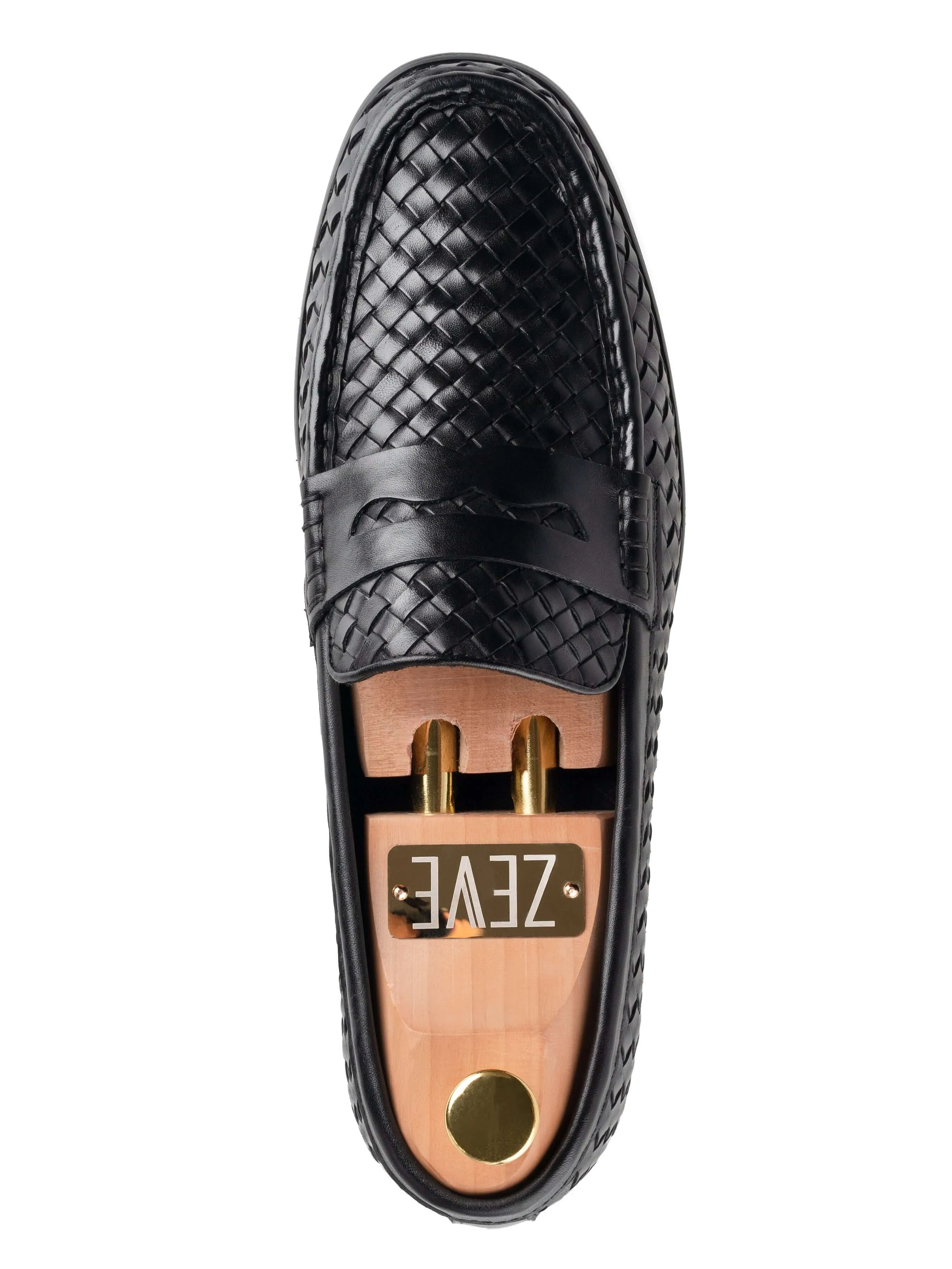 Marco Penny Loafer - Black Woven Leather