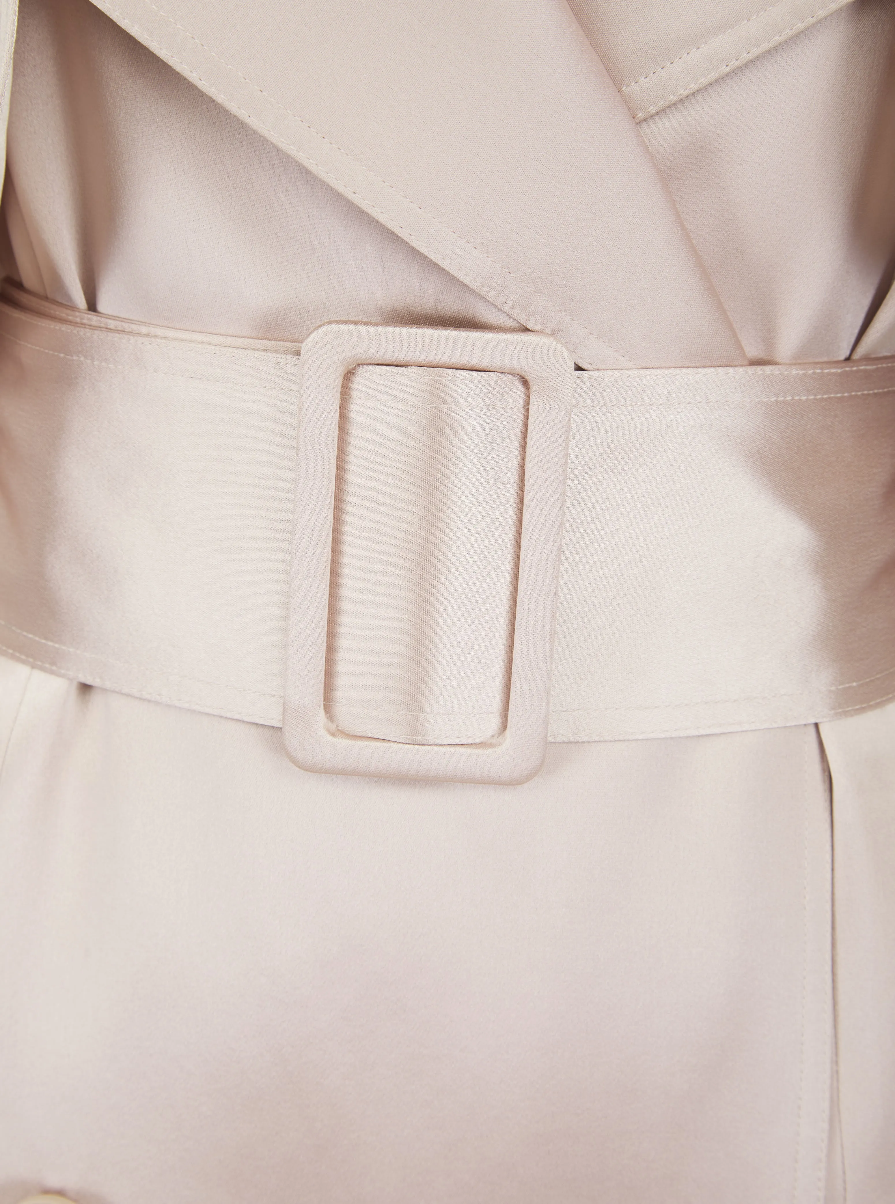 Maryam Beige Belted Satin Trench Coat