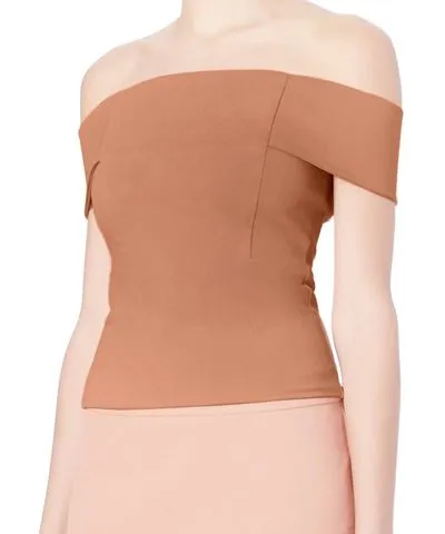 Michelle Mason Women's Nude Off-Shoulder Top