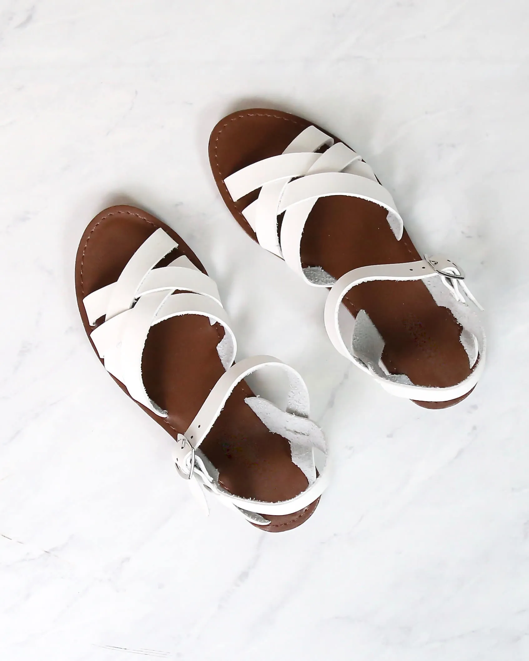 Multi Strapped Flat Gladiator Sandal in White