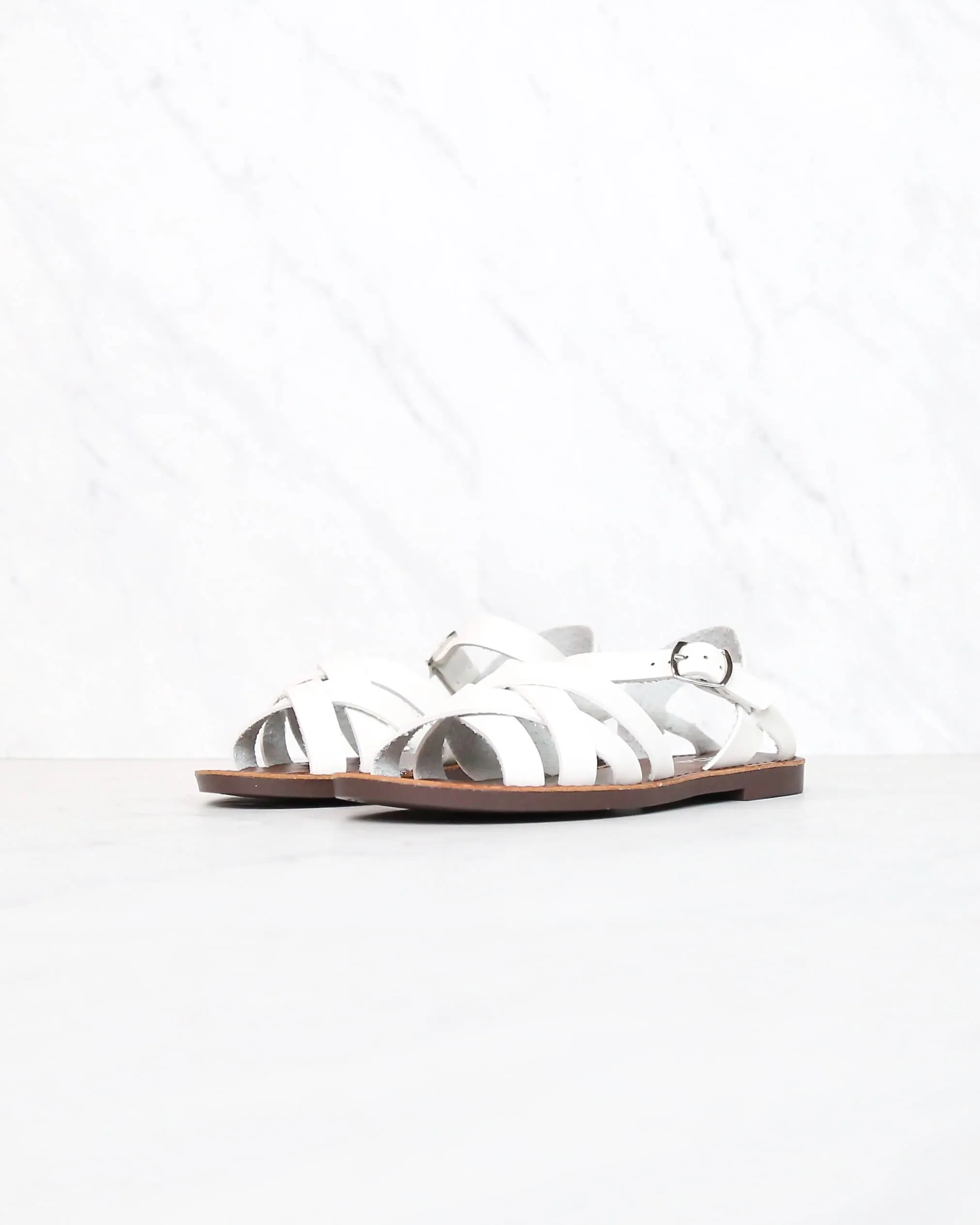 Multi Strapped Flat Gladiator Sandal in White