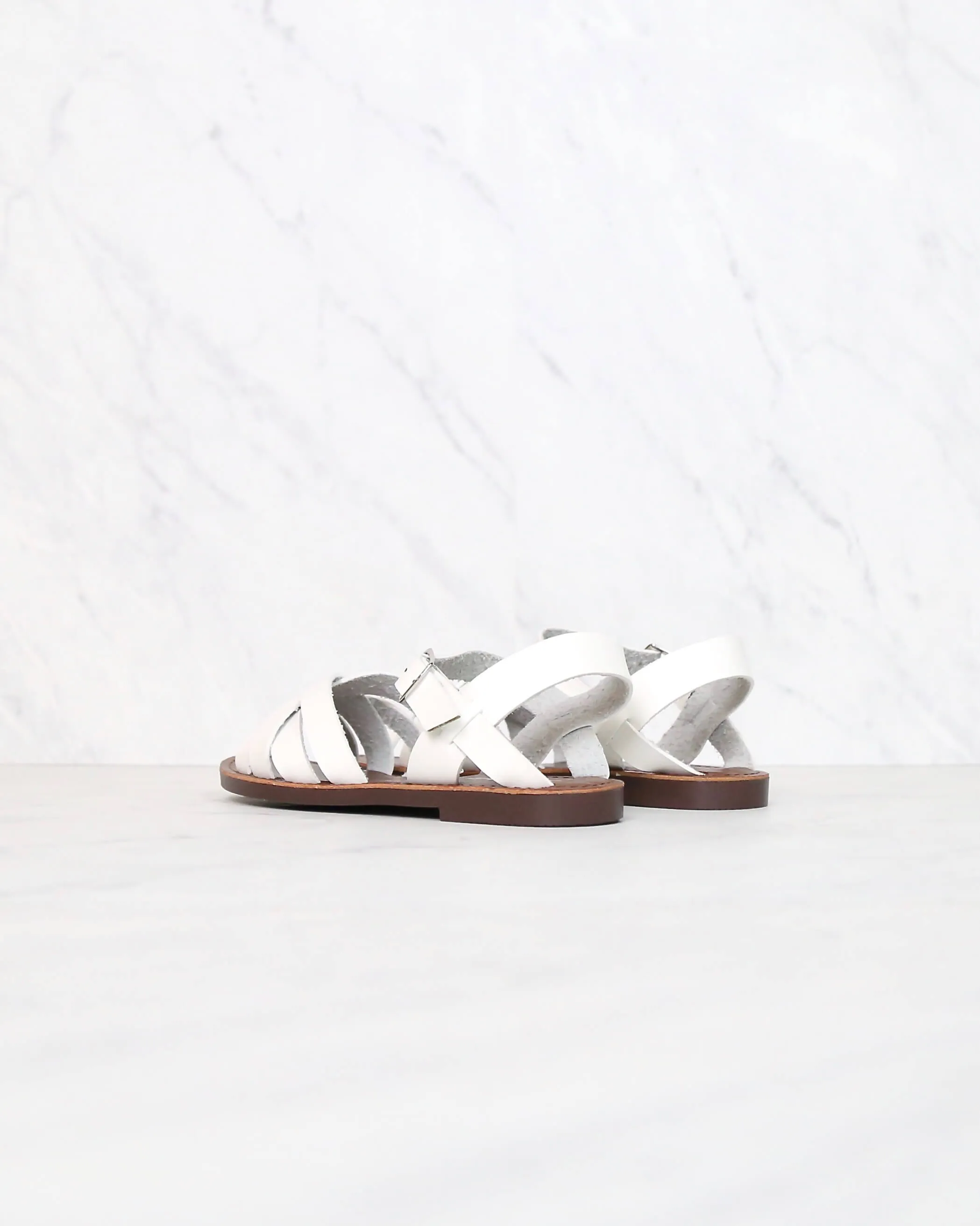 Multi Strapped Flat Gladiator Sandal in White