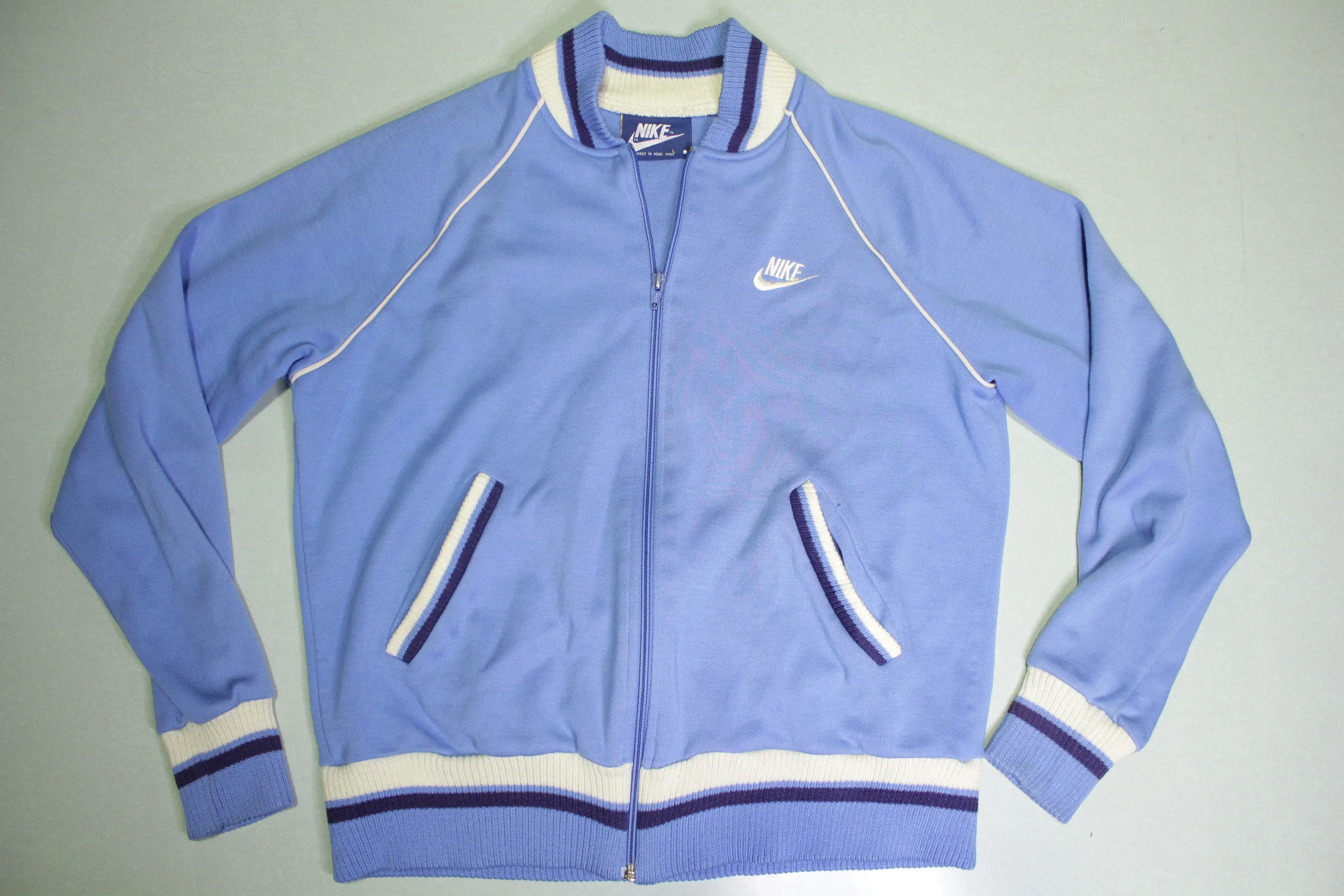 Nike Blue Tag Vintage 80's Zip Up Off Center Swoosh Check Track Jacket