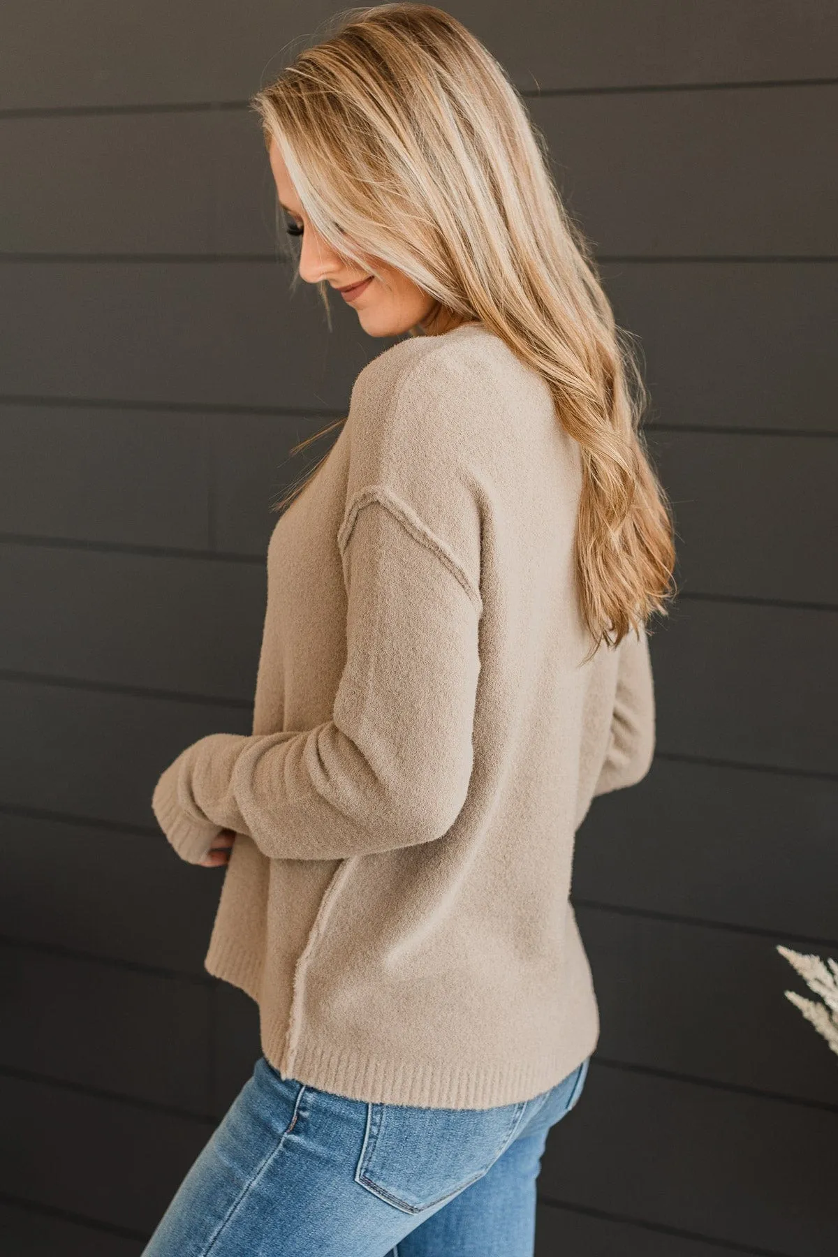 Once In A While Knit Sweater- Light Taupe