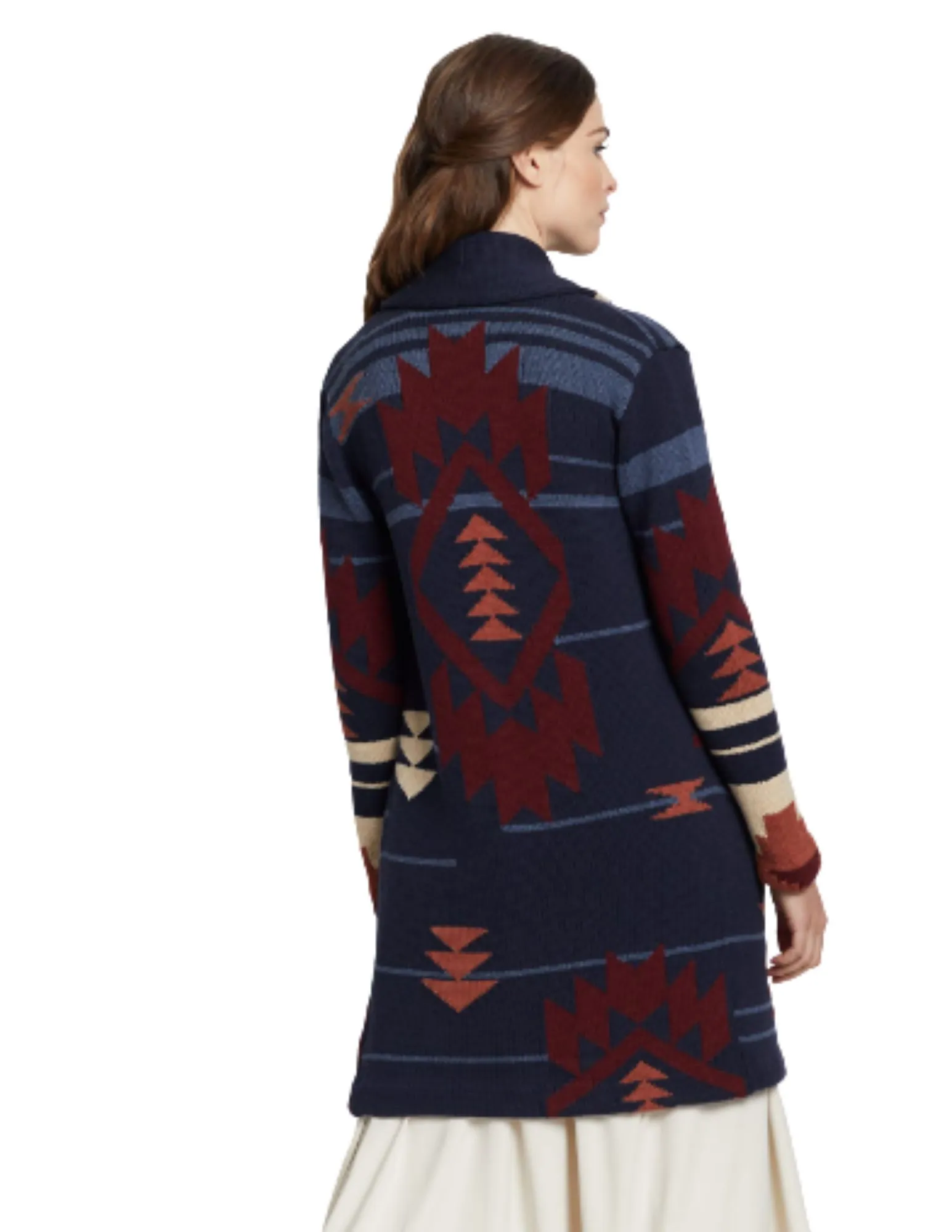 Pendleton Womens Navy Graphic Sweater Coat